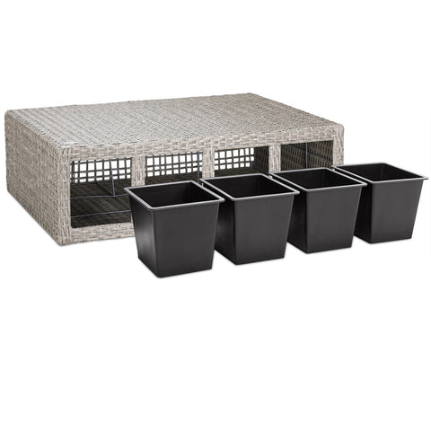 Rootz Flower Box - Bloempotten - Binnenpotten - 4 Potten - Stijlvol Design - Polyrattan