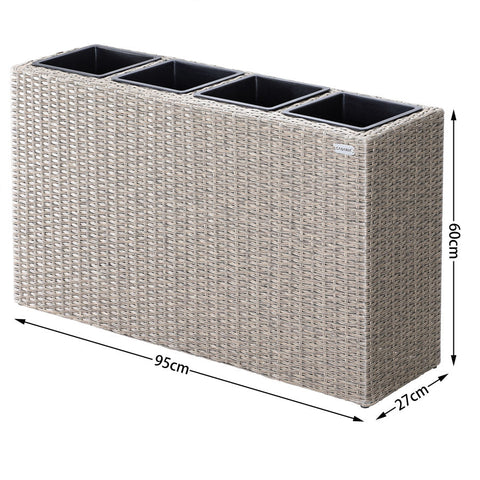 Rootz Flower Box - Bloempotten - Binnenpotten - 4 Potten - Stijlvol Design - Polyrattan