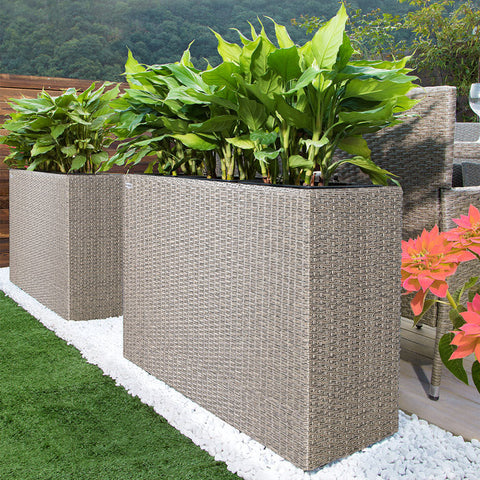 Rootz Flower Box - Bloempotten - Binnenpotten - 4 Potten - Stijlvol Design - Polyrattan