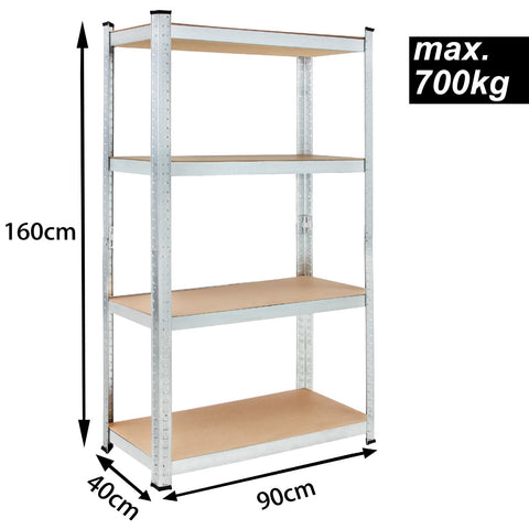 Rootz Shelving Units - Storage Racks - Whiteh Galvanized Metal - Shelves - Storage Space - Set Of 2 - 160 x 90 x 40 cm
