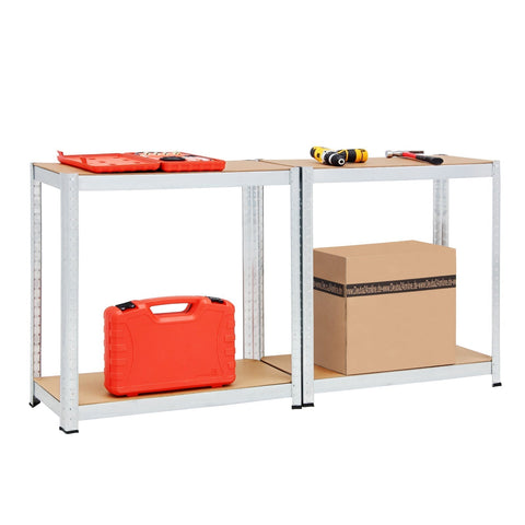 Rootz Shelving Units - Storage Racks - Whiteh Galvanized Metal - Shelves - Storage Space - Set Of 2 - 160 x 90 x 40 cm