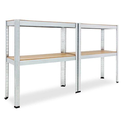 Rootz Shelving Units - Storage Racks - Whiteh Galvanized Metal - Shelves - Storage Space - Set Of 2 - 160 x 90 x 40 cm