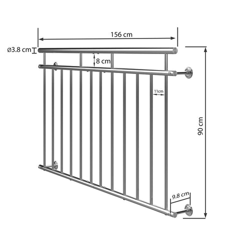 Rootz Balkonbalustrade - Raambalustrade - Balustrade - Balustrade - 90 x 156 cm