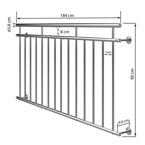 Rootz Balcony railing - Window balustrade - Railing - Railing - 90 x 184 cm