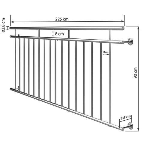 Rootz Reling - Raambalustrade - RVS - 90 x 225 cm