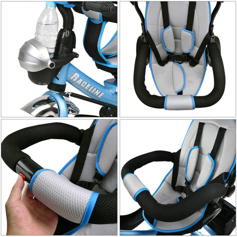 Rootz Kinderdreirad – Kinderwagen – Dreirad – multifunktional – faltbares Sonnendach – modern – Blau