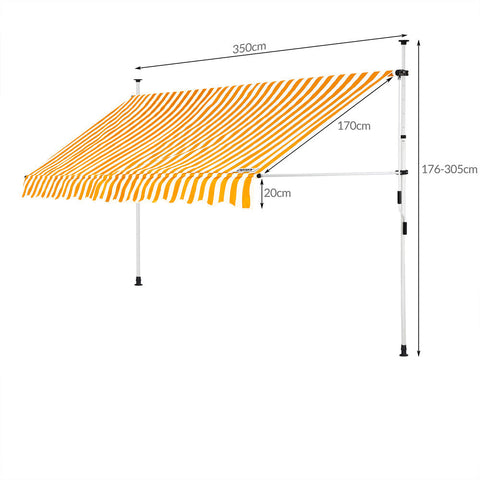 Rootz Station Awning - Sunshade - Steel/Polyester - Sun protection - Hand crank - 180 x 350 cm