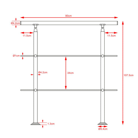 Rootz Banister - Reling - Leuning - RVS - 80 cm