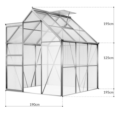 Rootz Garden Greenhouse - Greenhouse - Whiteh Skylight - Tuin - Aluminium - 195 x 195 x 190 cm