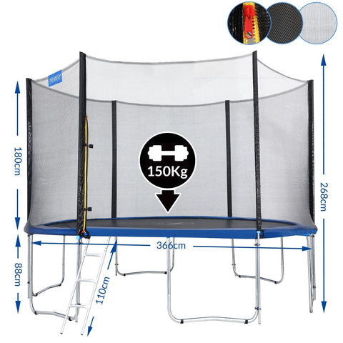 Rootz Trampolin – Weißes Sicherheitsnetz – Outdoor – Outdoor-Spielzeug – Ø 366 cm