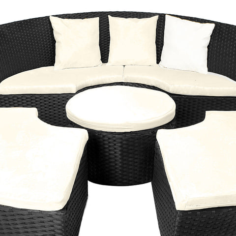 Rootz Sun Island - Lounge Set - Whiteh Sun Canopy - Garden - Terrace - Garden Furniture - Polyrattan - Ø 185 cm