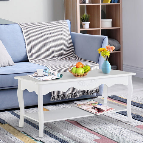 Rootz Couchtisch - Couchtisch - Beistelltisch - Stauraum - Holz - Weiß - Rechteckig - 94 x 44 x 43 cm