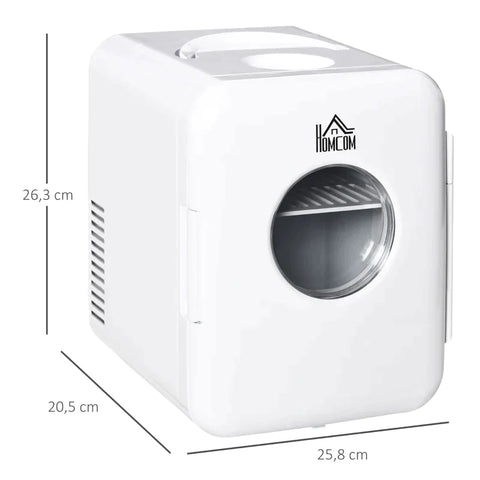 Rootz Mini Fridge - 4L Car Fridge - Cool Box - Car and Camping - White - 25.8 x 20.5 x 26.3 cm