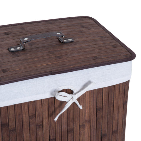 Rootz 72L Laundry basket - Laundry box - Washbasin - Angular - Brown / Gray - Bamboo - Lid - 40 x 30 x 60 cm
