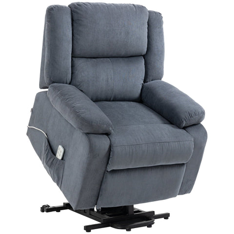 Rootz Stand-up Chair - Relaxation Chair - With Reclining Function - Remote Control - Velvet Look - Grey - 92 x 93 x 105 cm