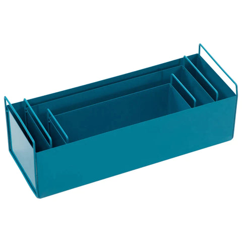 Rootz Planter - Set of 3 Colorful Planters - Weather Resistant - 2 Handles - Blue - 55cm x 20cm x 19cm