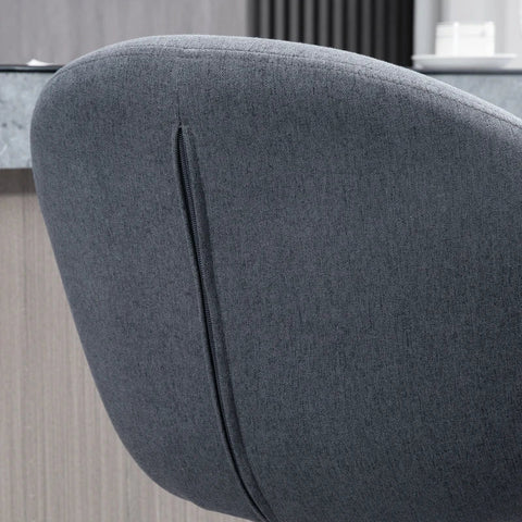 Rootz Bar Stool With Footrest - Height Adjustable - Linen Look - Imitation Linen - Gray - 54 cm x 54 cm x 112 cm