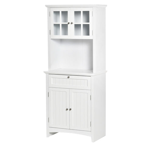 Rootz Kitchen Cabinet - Display Cabinet - Storage Cabinet - Cabinet - White - 68.6W x 40D x 164Hcm