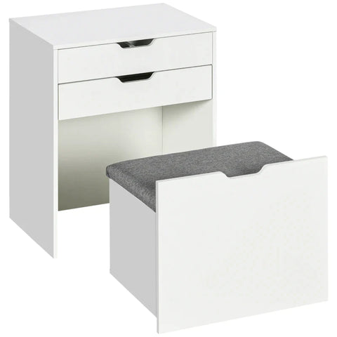 Rootz Cosmetic Table - Kaptafel - Met Spiegel - Kruk - Lade - Opbergruimte - Wit - 60 x 40 x 114cm