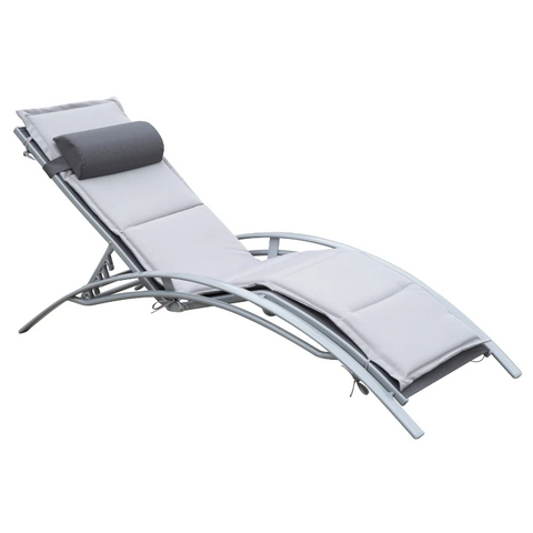 Rootz Sun Lounger - Garden Lounger - Garden Chair - Deck Chair - Aluminum - Adjustable - Gray - 170 X 64 X 82 Cm