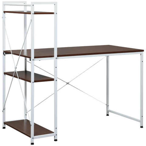 Rootz Computer Workstation - Computer Table - Work Table - Office Table - Book Shelf - White - 120cm x 64cm x 121cm