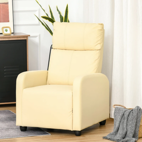 Rootz Relaxation Chair - Tv Chair - Armchair - Reclining Function - Leather - Cream