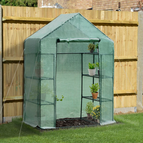 Rootz Greenhouse - Mini Greenhouse - 2 Shelves - Dark Green - 143 X 73 X 195 Cm