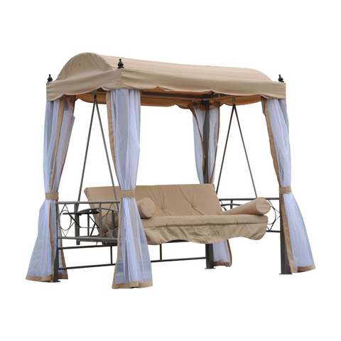 Rootz Hollywood Swing - Garden Swing - Swing Bench - Garden Lounger - 3-seater - Metal - Beige/white