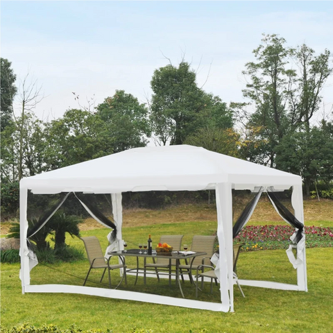 Rootz Gazebo - Party Tent - Garden Tent - Waterproof Gazebo - Canopy Tent - White/Black - 4 x 3 m