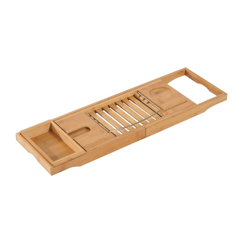 Rootz Bathtub Shelf - Bathtub Bridge - Bathtub Support - Bathtub Tray- Bathtub - Bamboo - Natural - (70-105) X 21.8 X 5 Cm