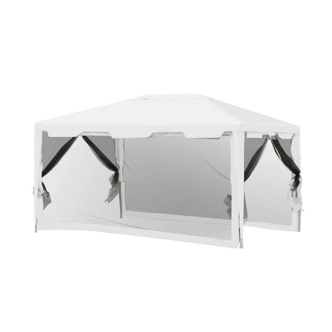 Rootz Gazebo - Party Tent - Garden Tent - Waterproof Gazebo - Canopy Tent - White/Black - 4 x 3 m