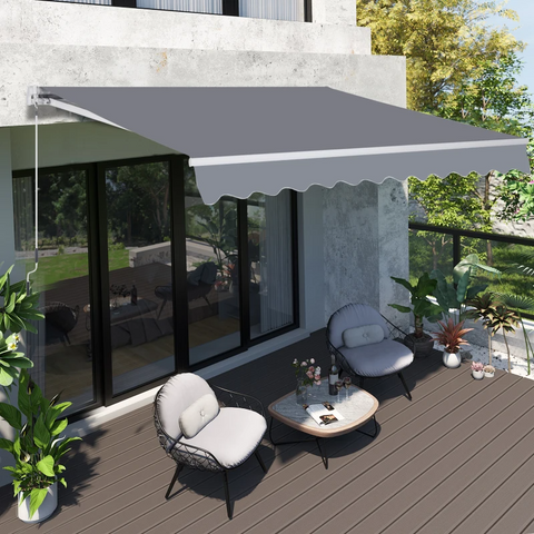 Rootz Awning - Articulated Arm Awning - Sun Canopy - Sun Protection - Sun Shade - Balcony - Garden - Gray - 2.95 X 2.5 M