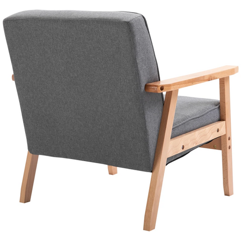 Rootz Armchair - Accent Chair - Single Sofa -lounge Chair - Upholstered Chair - With Armrests - Wooden Frame - Dark Gray - 64.5 x 70 x 74 cm