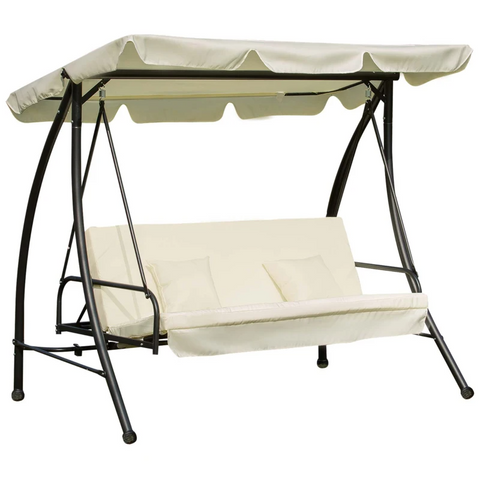 Rootz Hollywood Swing - Garden Swing - Swing Chair - Swing Bench - Hammock Swing - 3 Seater - White - 200 X 125 X 170 Cm
