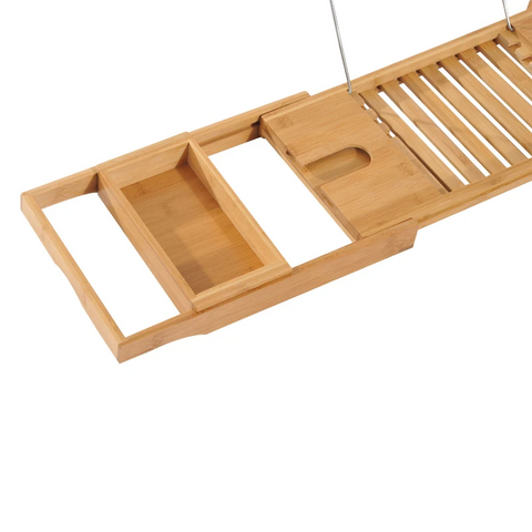 Rootz Bathtub Shelf - Bathtub Bridge - Bathtub Support - Bathtub Tray- Bathtub - Bamboo - Natural - (70-105) X 21.8 X 5 Cm
