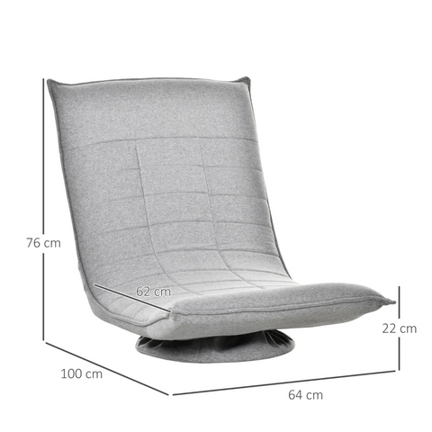 Rootz Floor Chair - Floor Cushion - Lazy Chair - Swivel Lounger - Sleeper Bed - 360° Floor Cushion - Foldable - Padded Backrest - Light Gray - 64 x 100 x 76 cm