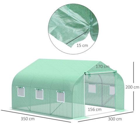 Rootz Arched Roof - Foil Greenhouse - Tomato Greenhouse - Cold Frame Plant House - Gable Roof- 350 × 300w × 200h Cm