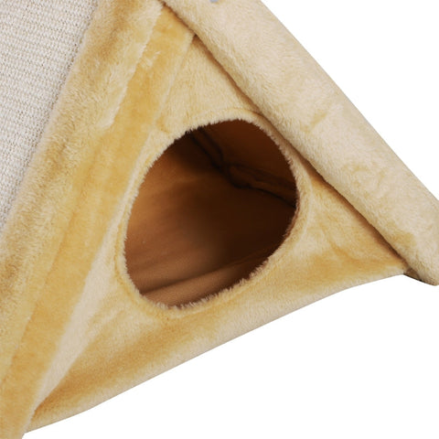 Rootz Scratching Post - Cat Tower - Cat Tower With Cave - Cat Scratching Post - Beige -  54.5 x 32 x 65 cm