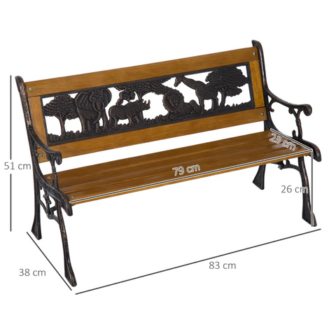 Rootz Garden Bench - Park Bench - Wooden Bench - Garden Furniture - Metal - Brown