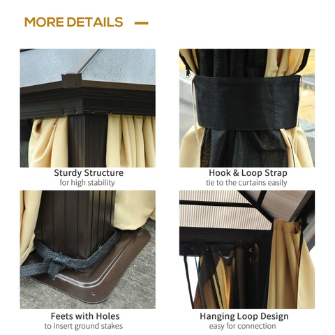 Rootz Gazebo - Luxury Gazebo - Garden Pavilion - Party Tent - Garden Tent - Aluminum - 430 X 360 X 280 Cm