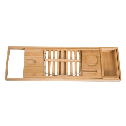 Rootz Bathtub Shelf - Bathtub Bridge - Bathtub Support - Bathtub Tray- Bathtub - Bamboo - Natural - (70-105) X 21.8 X 5 Cm