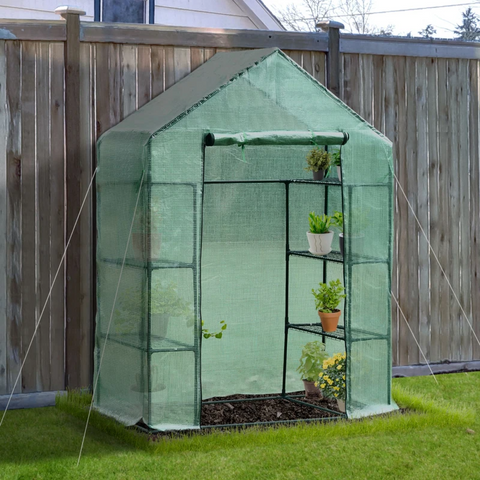 Rootz Greenhouse - Mini Greenhouse - 2 Shelves - Dark Green - 143 X 73 X 195 Cm