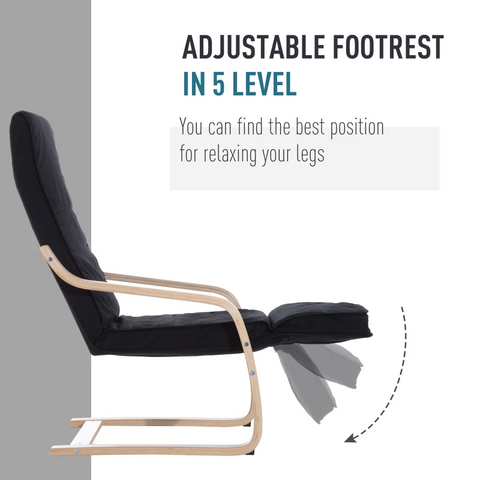 Rootz Recliner - Lounger Chair - Rocking Armchair - Relax Chair - Tv Chair - Balcony - Black - 66.5 X 81 X 100cm - 66.5 x 81 x 100cm