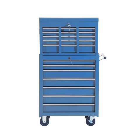 Rootz Mobile Tool Trolley - Workshop Trolley - Tool Box - Upper Box - Lower Box - Blue