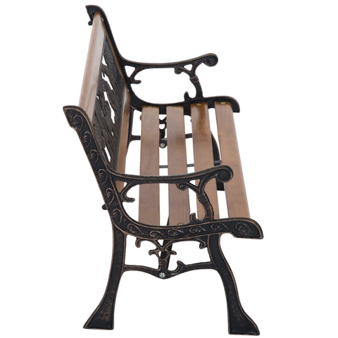 Rootz Garden Bench - Park Bench - Wooden Bench - Garden Furniture - Metal - Brown