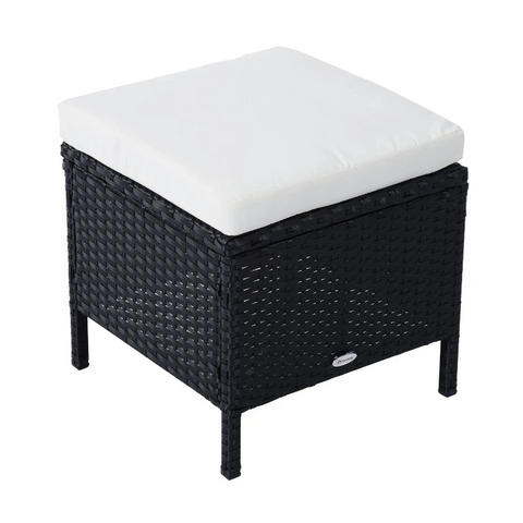 Rootz Sofa Set - Double Sofa - Corner Sofa - Garden Furniture Set - 18-piece - Stools - Black/ White - 110.5cm X 62cm X 82cm