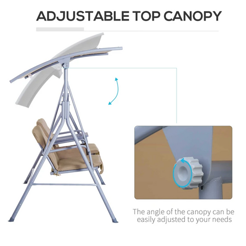 Rootz Hollywood Swing - Garden Swing - Swing Chair - 2-seater - Sun Canopy - Beige - 175 x 112 x 165 cm