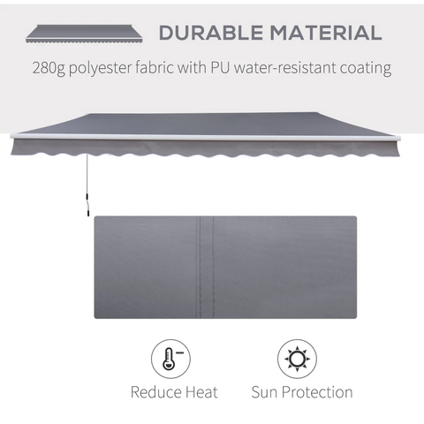 Rootz Awning - Articulated Arm Awning - Sun Canopy - Sun Protection - Sun Shade - Balcony - Garden - Gray - 2.95 X 2.5 M