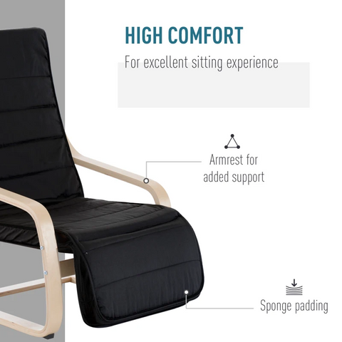 Rootz Recliner - Lounger Chair - Rocking Armchair - Relax Chair - Tv Chair - Balcony - Black - 66.5 X 81 X 100cm - 66.5 x 81 x 100cm