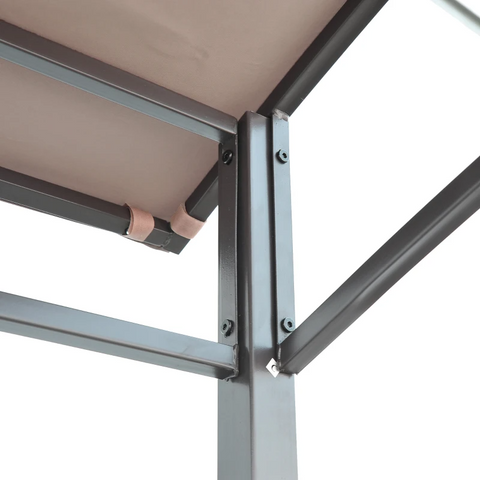 Rootz Grill Pavilion - BBQ Pavilion - Grill Arbor - Flame Protection Roof - Industrial - Beige/Black - 215x150x172/220 cm